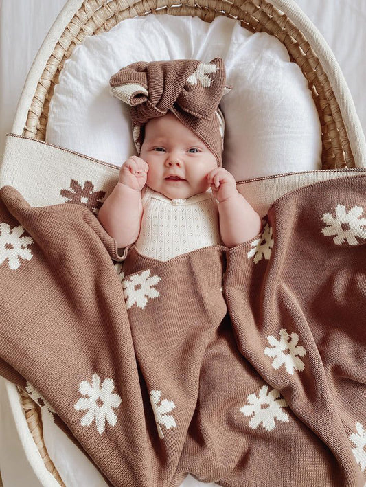 Chocolate Floral | Knit Blanket