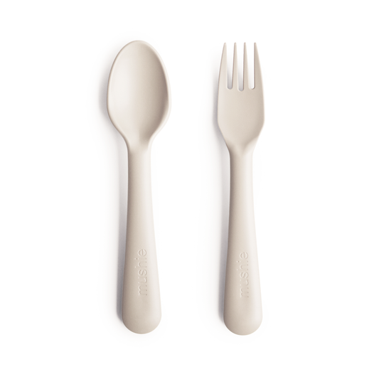 Mushie Fork & Spoon Set | Ivory