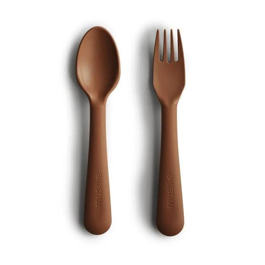 Mushie Fork & Spoon Set | Caramel